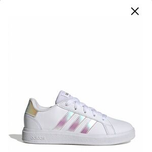adidas Kids Shoes - White with Iridescent Stripes